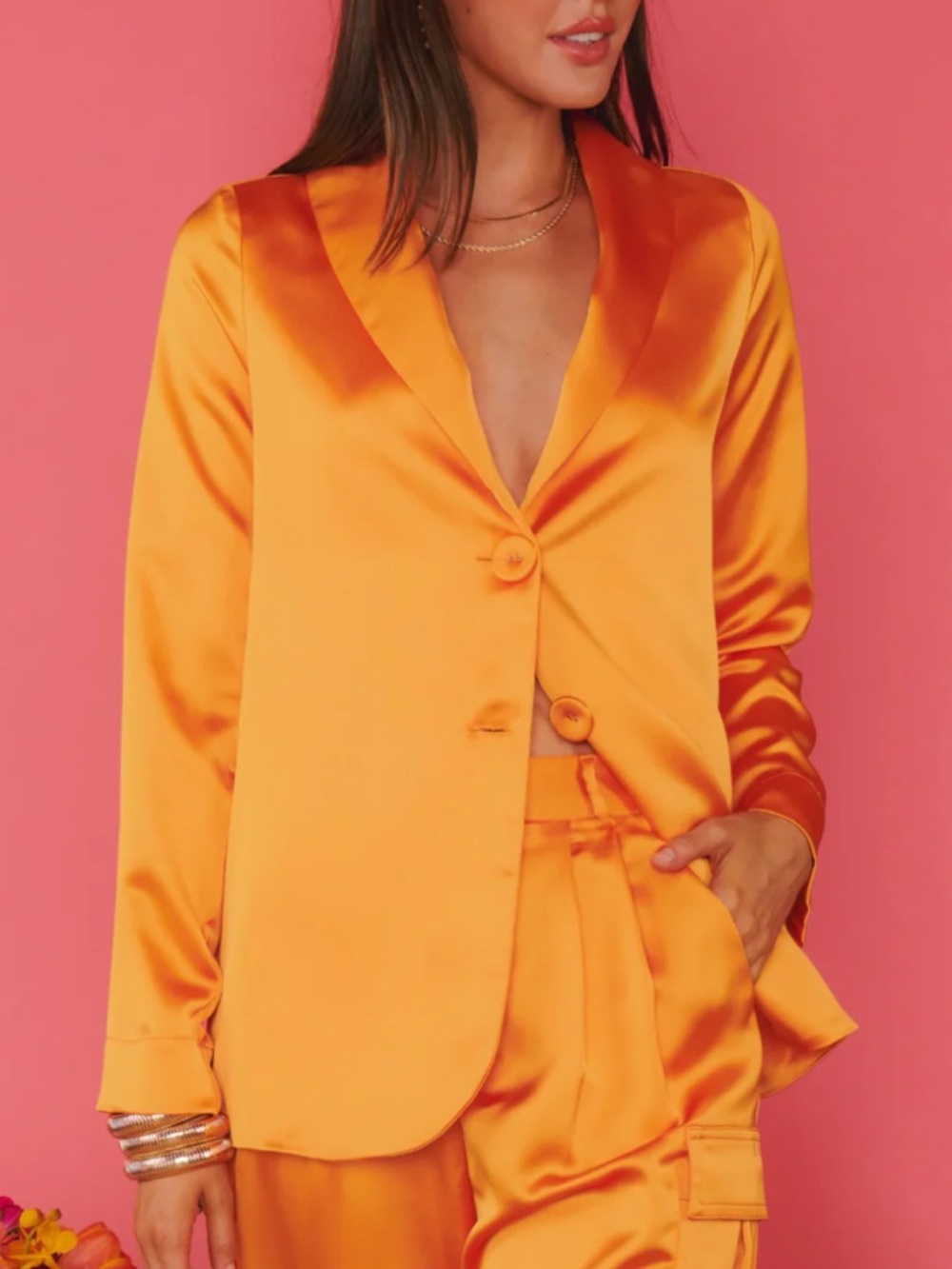 Show Me Your MuMu Felix Tangerine Satin Blazer Jacket NWT $198